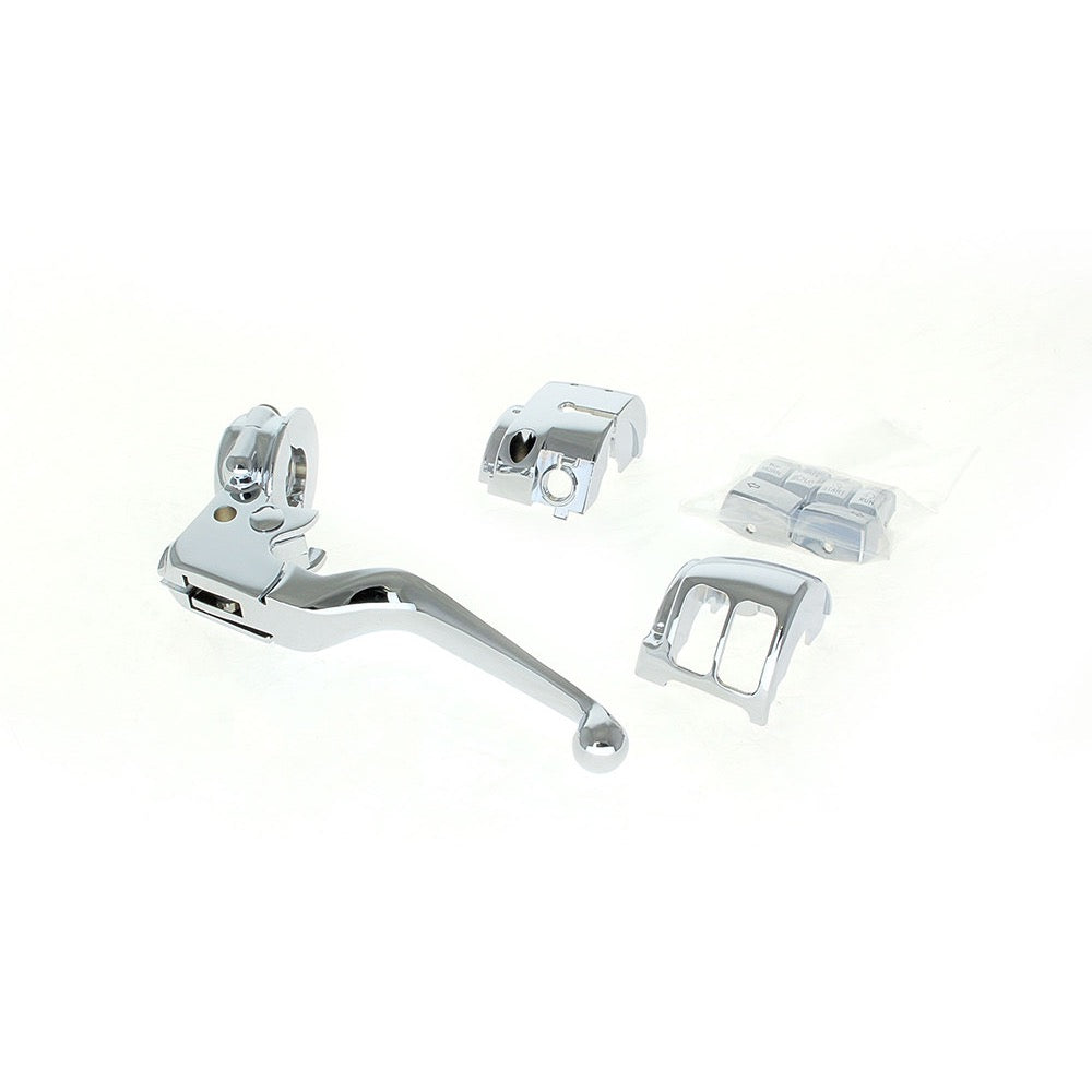 Rollies Handlebar Control Kit with Chrome Switch Caps – Single Disc Softail 2011–2014 & Dyna 2012–2017