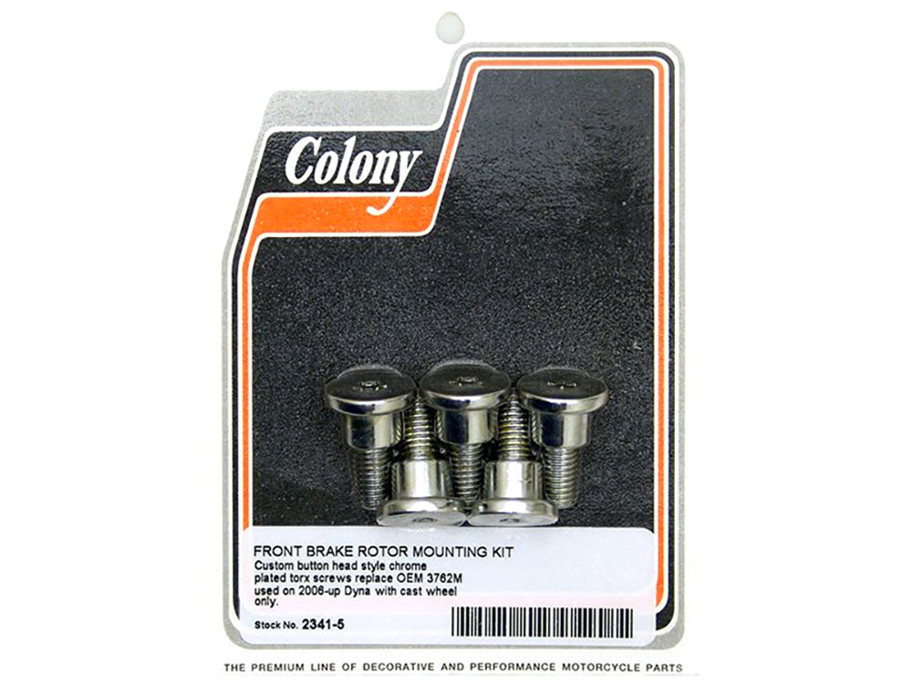 Colony Machine Front Disc Rotor Bolts Chrome Fits Dyna 2006-2017 V-Rod 2002-2017