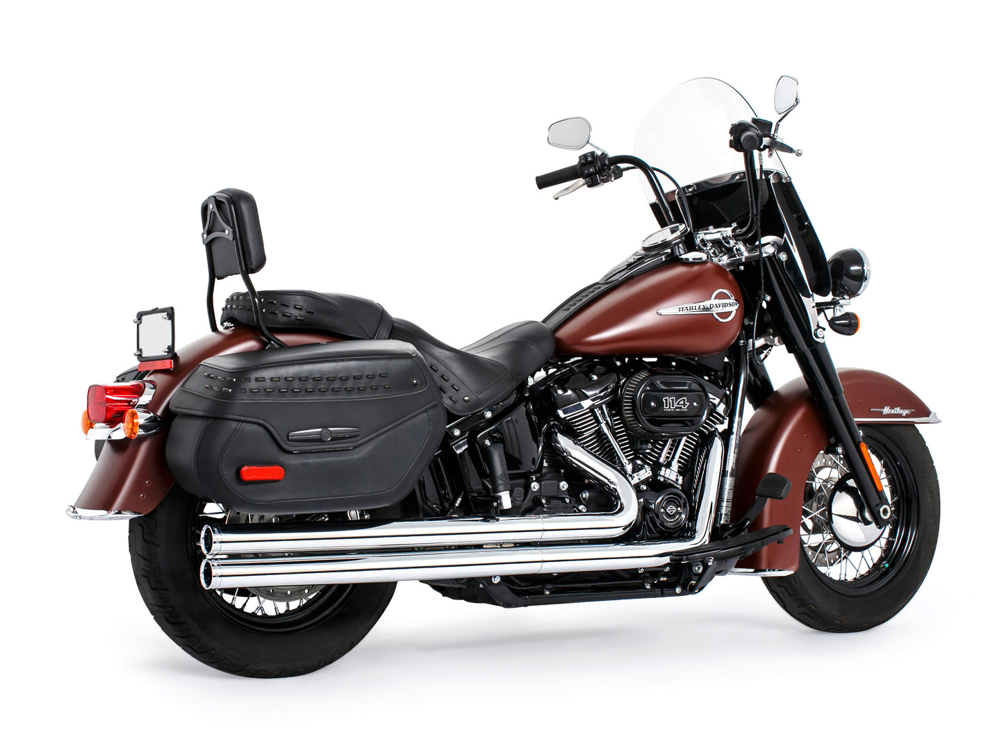 Independence Long Exhaust - Chrome with Chrome End Caps. Fits Softail 2018up - Freedom Performance Exhaust