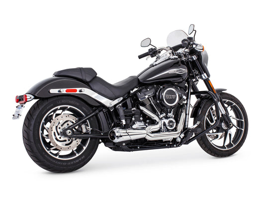American Outlaw Shorty 2-into-1 Exhaust - Chrome with Chrome End Cap. Fits Softail 2018up. - Freedom Performance Exhaust
