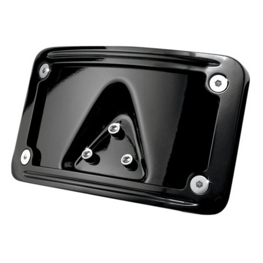 Curved Lay-Down Licence Plate Mount & Frame – Gloss Black