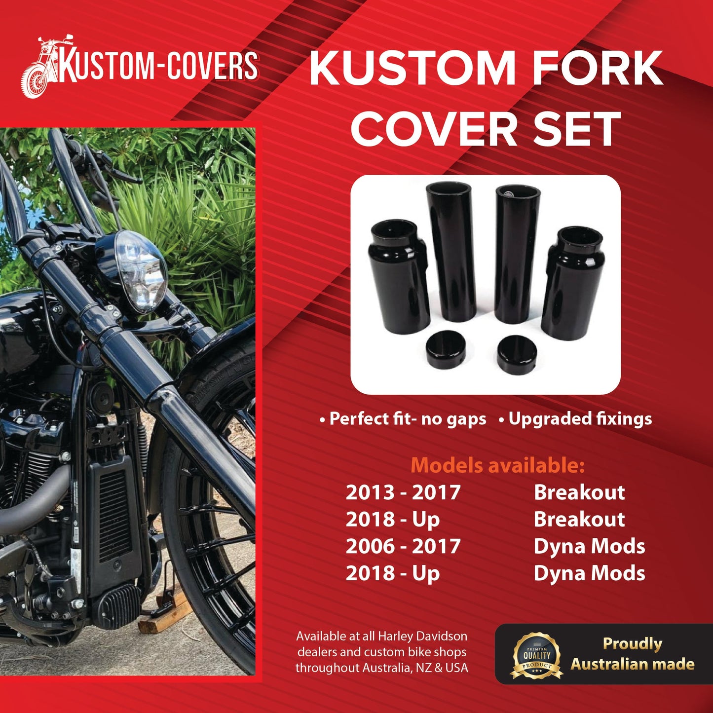 Big Daddy Customs 6-Piece Fork Cover Set Gloss Black – Street Bob 2018-Current