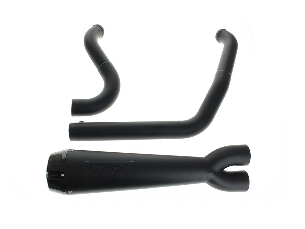 Comp-S 2-into-1 Exhaust - Black with Carbon Fiber End Cap. Fits Softail 2018up with Non-240 Rear Tyre - Two Brothers Racing Exhaust