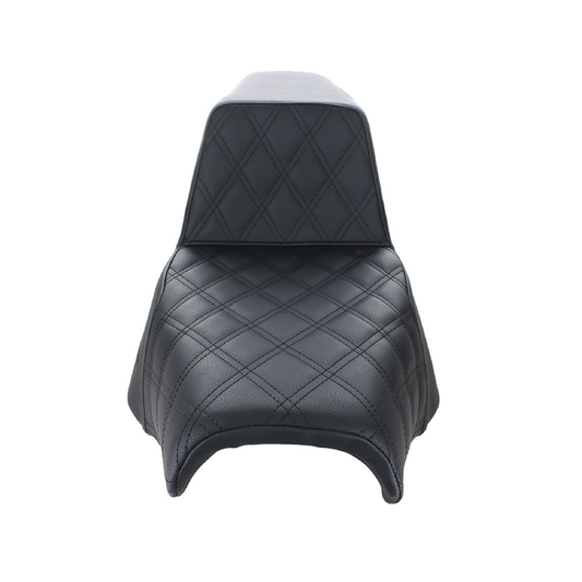 Step-Up LS Dual Seat with Black Double Diamond Lattice Stitch. Fits Softail Street Bob 2018up & Standard 2020up