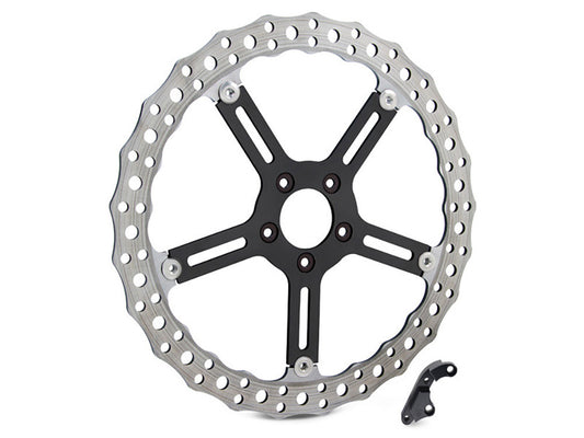 Arlen Ness 15in Left Hand Front Jagged Big Brake Disc Rotor Fits Dyna 2006-2017 with OEM Cast Wheel