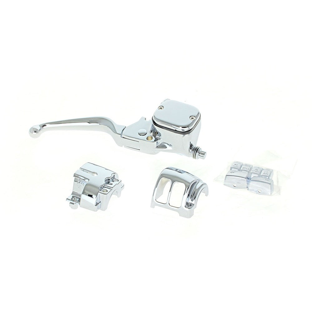 Rollies Handlebar Control Kit with Chrome Switch Caps – Single Disc Softail 2011–2014 & Dyna 2012–2017