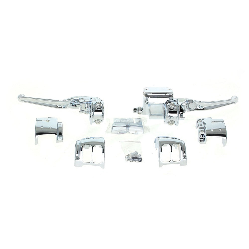 Rollies Handlebar Control Kit with Chrome Switch Caps – Single Disc Softail 2011–2014 & Dyna 2012–2017