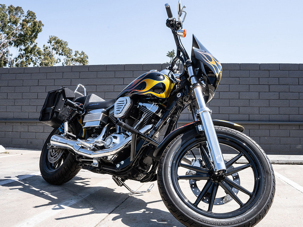 Burly Brand Front Rear Brawler Crash Bar Kit Black Fits Dyna 2006-2017 with Mid Mount Controls