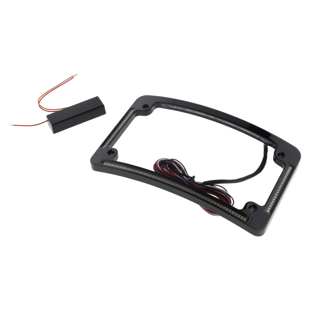 Custom Dynamics Curved Number Plate Frame with LED Amber Turn Signals & Red Brake Light