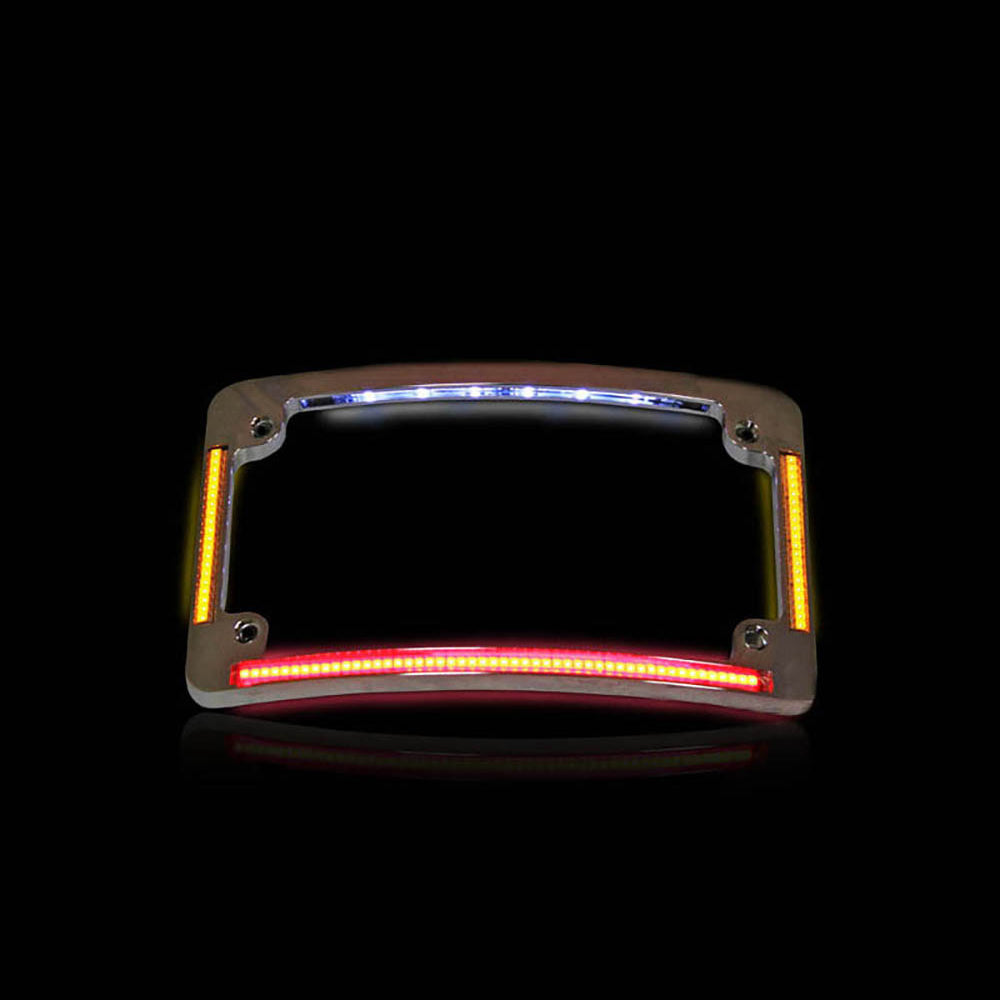 Custom Dynamics Curved Number Plate Frame with LED Amber Turn Signals & Red Brake Light