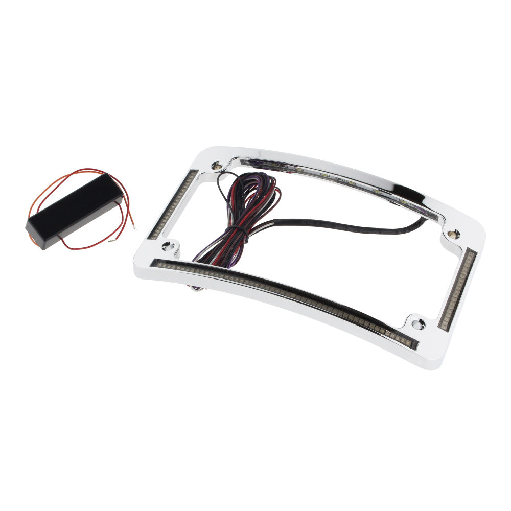 Custom Dynamics Curved Number Plate Frame with LED Amber Turn Signals & Red Brake Light