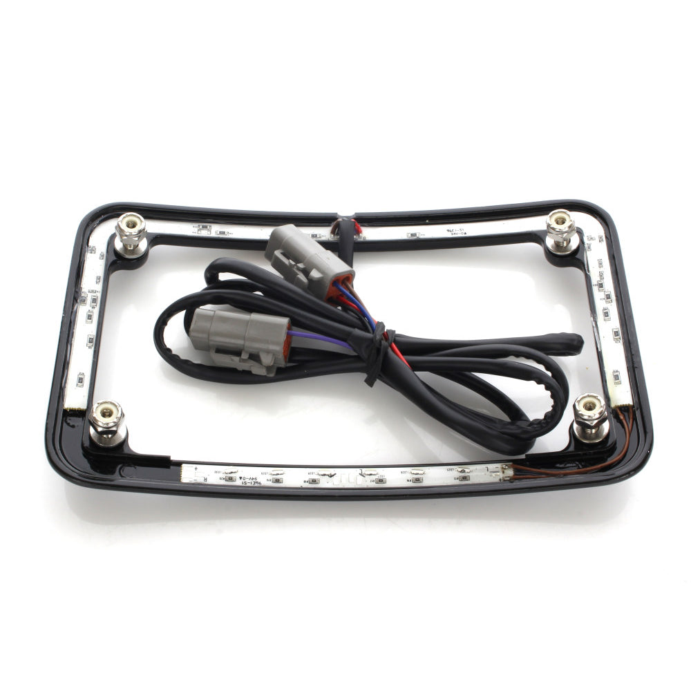 Cycle Visions Curved Slick Signal Run, Turn & Brake Number Plate Frame – Black – Softail 2011–2017