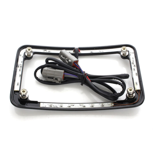 Cycle Visions Curved Slick Signal Run, Turn & Brake Number Plate Frame – Black – Softail 2011–2017