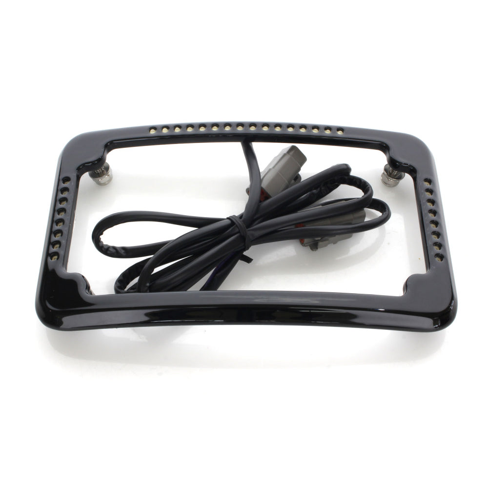 Cycle Visions Curved Slick Signal Run, Turn & Brake Number Plate Frame – Black – Softail 2011–2017