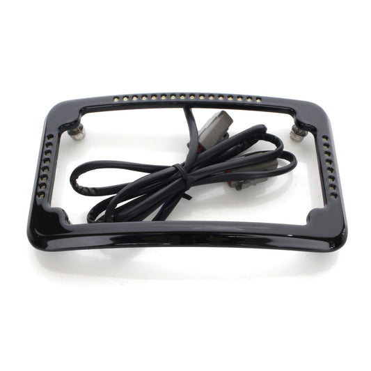 Cycle Visions Curved Slick Signal Run, Turn & Brake Number Plate Frame – Black – Softail 2011–2017
