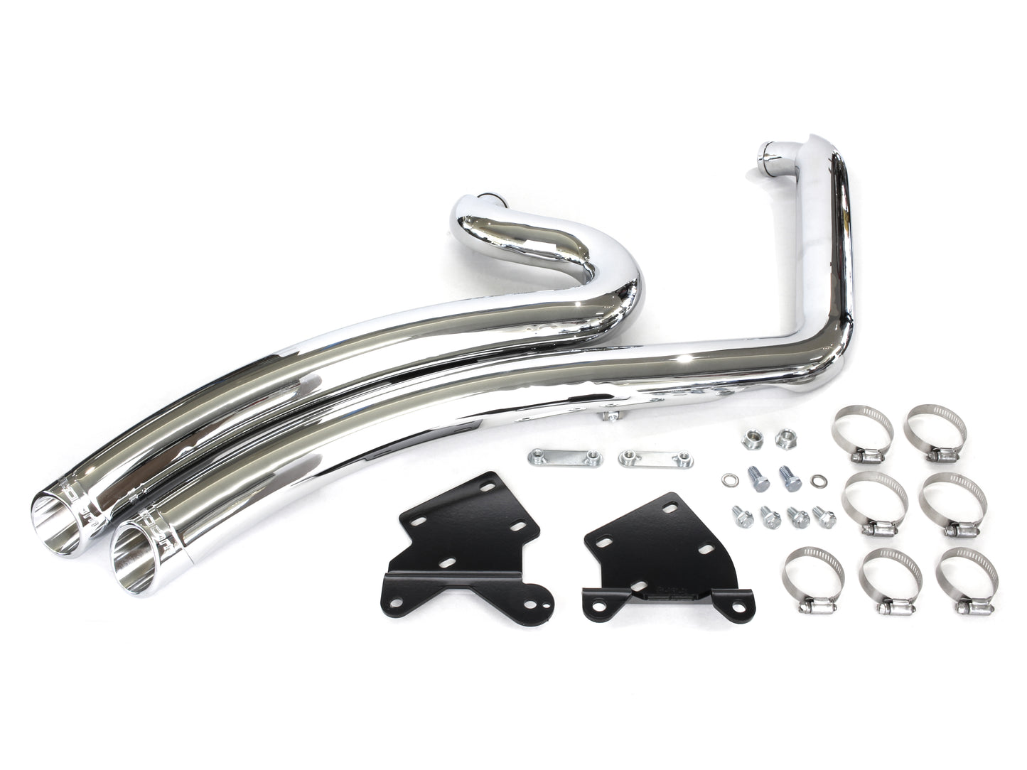 Sharp Curve Radius Exhaust - Chrome with Chrome End Caps. Fits Softail 2018up - Freedom Performance Exhaust