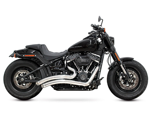 Sharp Curve Radius Exhaust - Chrome with Chrome End Caps. Fits Softail 2018up - Freedom Performance Exhaust