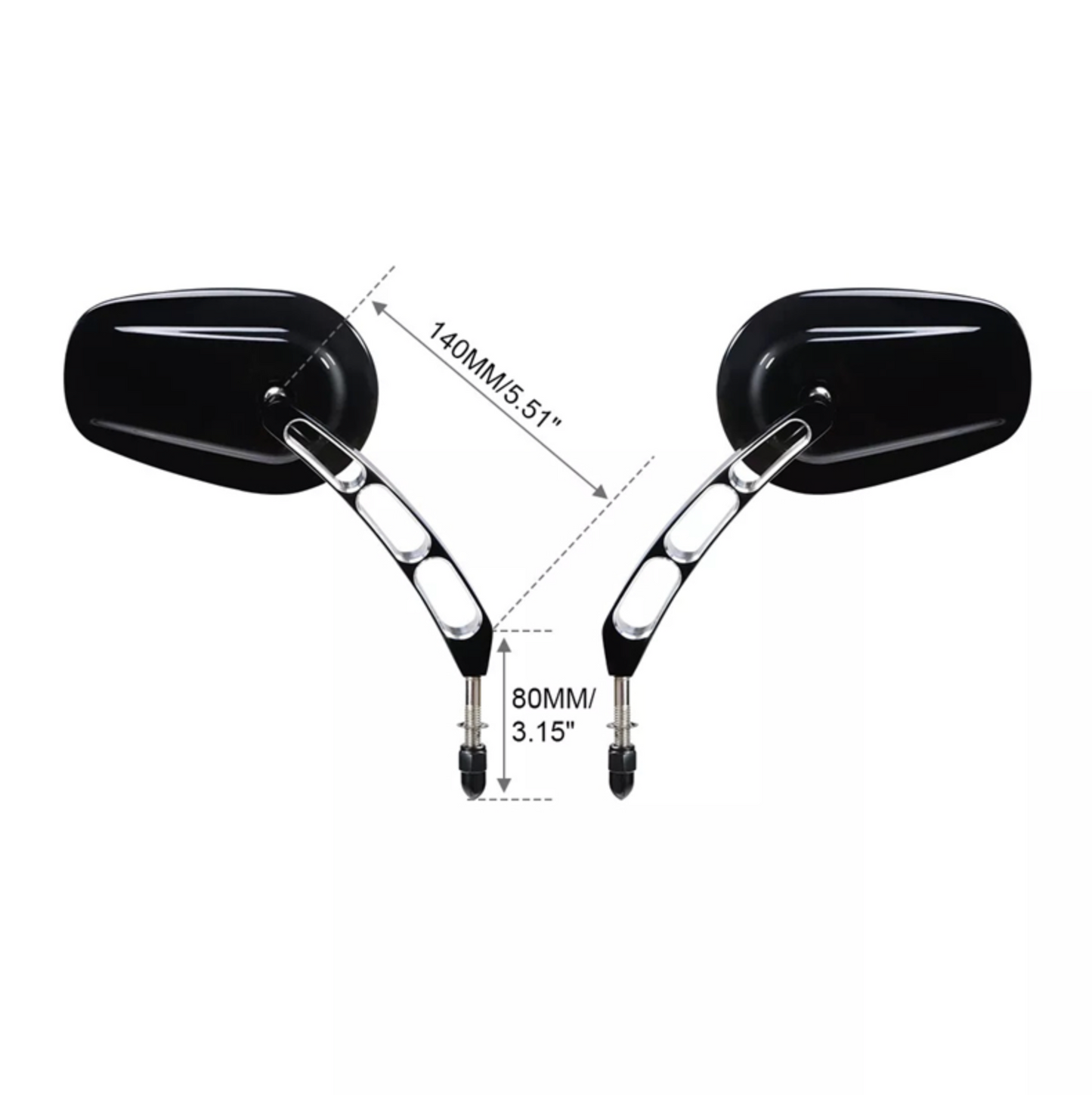 Contrast Cut Mirrors – Gloss Black – Harley 1982+