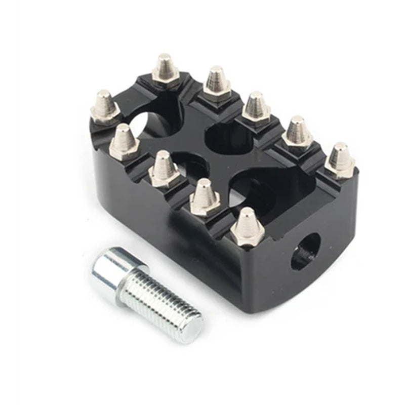 A black metal multi-pin electrical or electronic connector block with silver threaded pins, shown alongside a single matching silver mounting bolt on a white background.