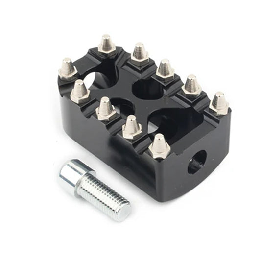 A black metal multi-pin electrical or electronic connector block with silver threaded pins, shown alongside a single matching silver mounting bolt on a white background.