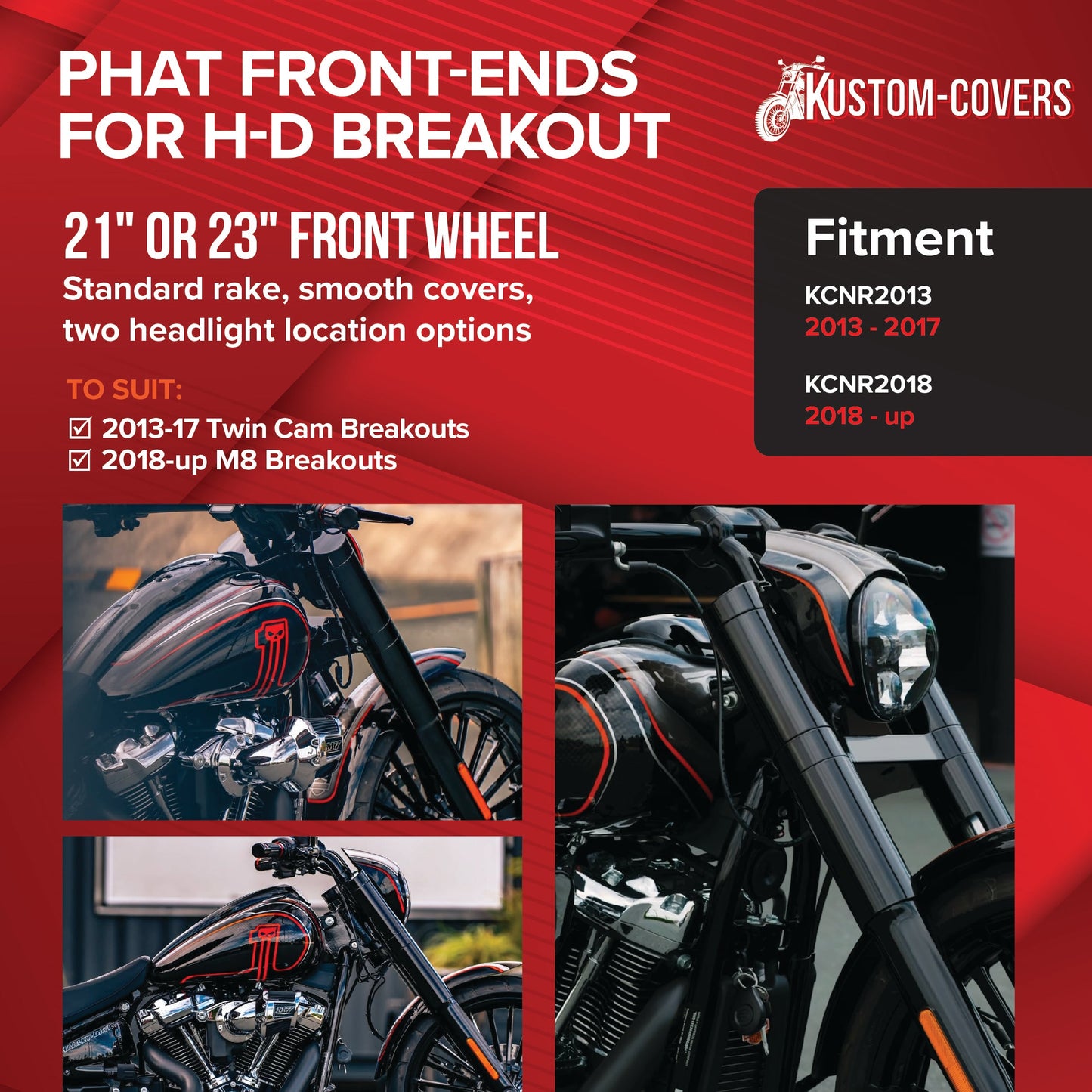 Big Daddy Customs Phat Front End Standard Rake +2in Covers – Breakout 2013-2017