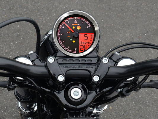 Koso 3-3/8in Round Speedometer with Tachometer – Fat Bob 2018–Up, Sportster 2014–2021, Dyna 2012–2017 & Softail 2011–2017
