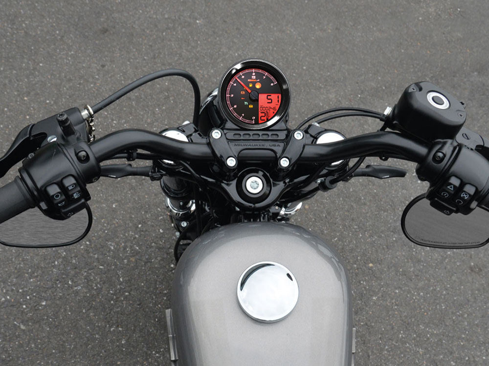 Koso 3-3/8in Round Speedometer with Tachometer – Fat Bob 2018–Up, Sportster 2014–2021, Dyna 2012–2017 & Softail 2011–2017