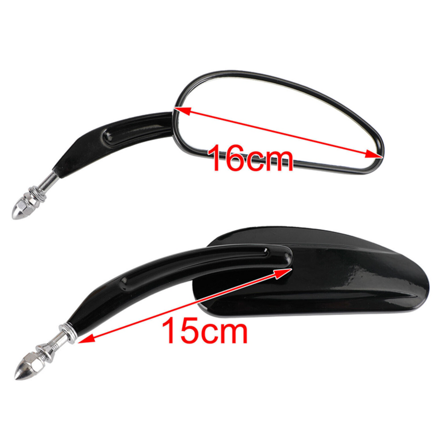 Mirrors Billet Tear Drop – Gloss Black – Harley 1982+