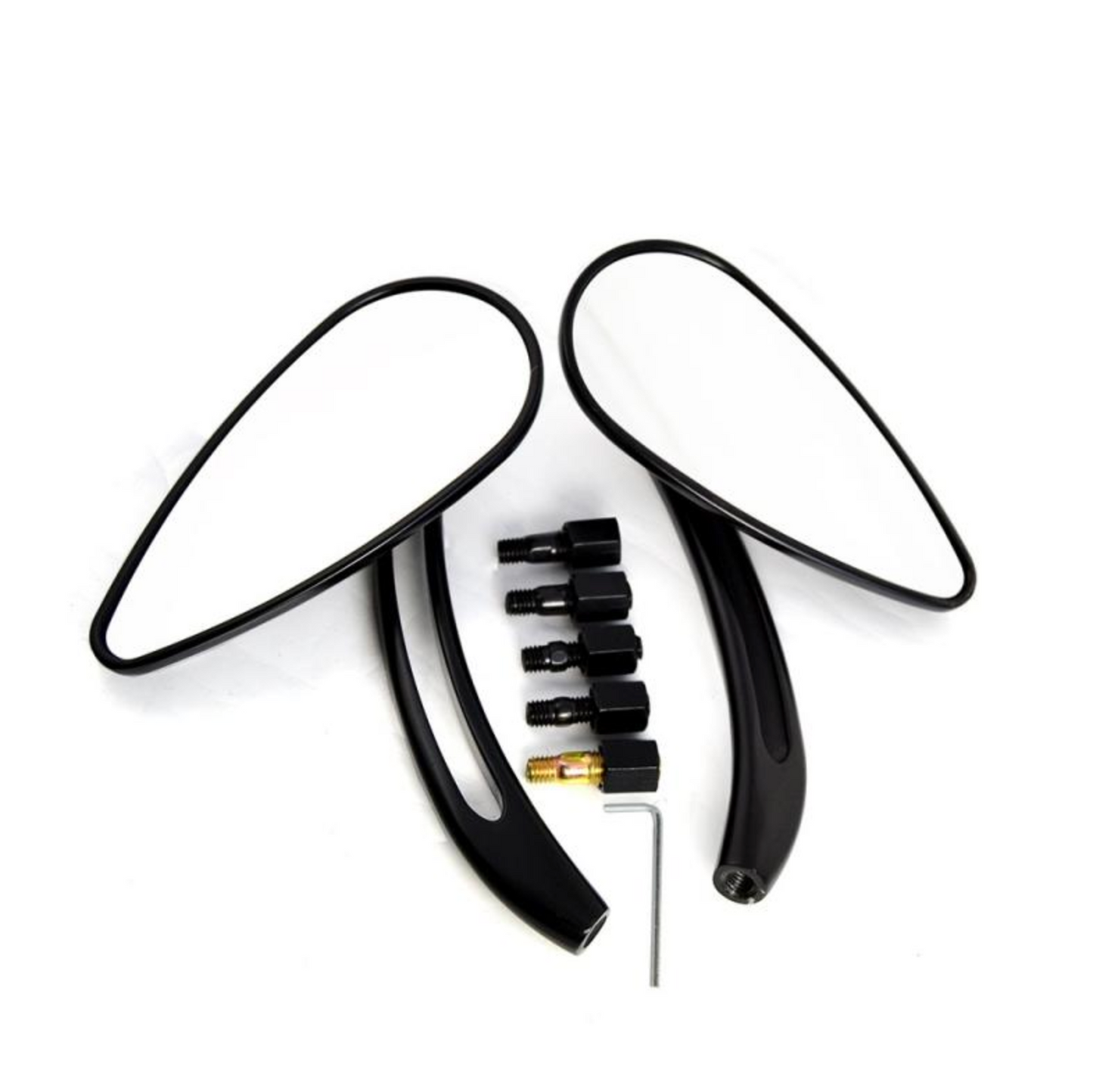 Teardrop Skull Mirrors – Satin Black – Harley 1982+