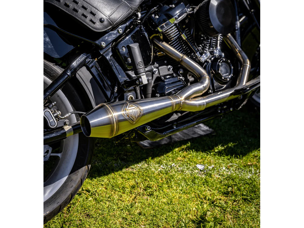 2-into-1 LaneSplitter Exhaust - Stainless Steel. Fits Softail 2018up Non-240 Rear Tyre Models. - SP Concepts Exhaust