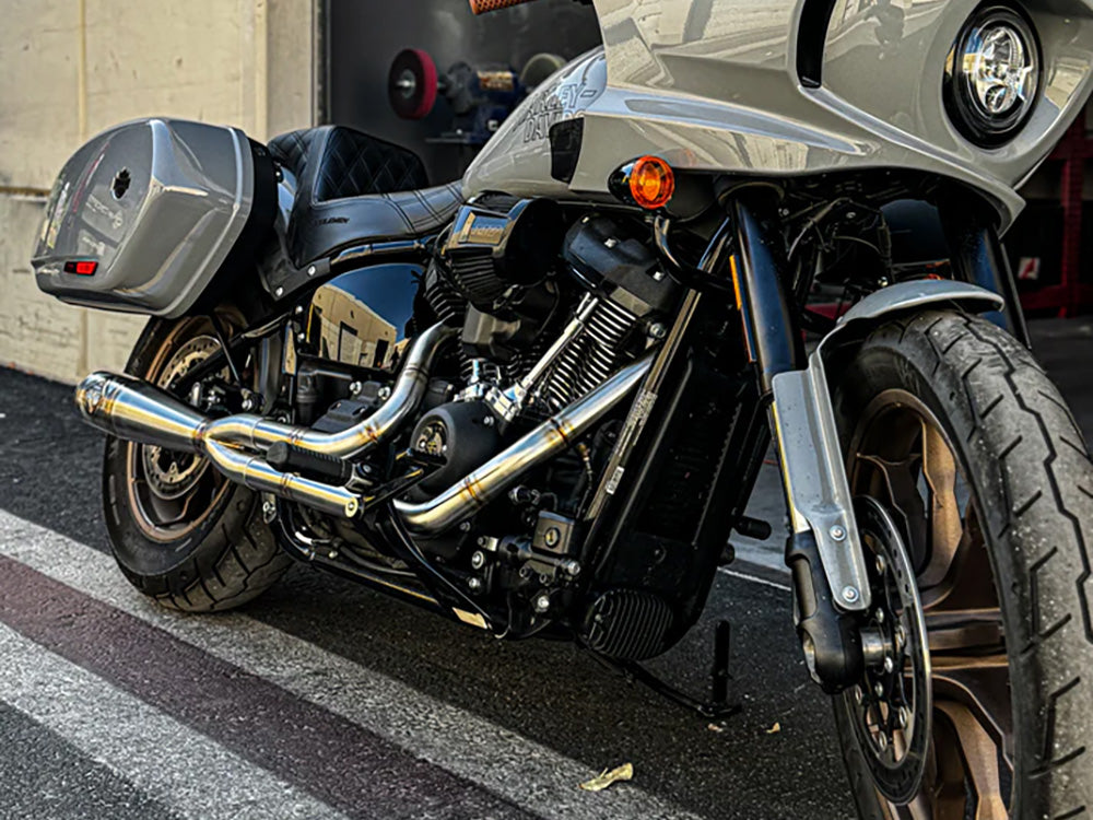 2-into-1 Elsinore Mid Length Exhaust - Stainless Steel. Fits Softail 2018up Non-240 Rear Tyre Models. - SP Concepts Exhaust