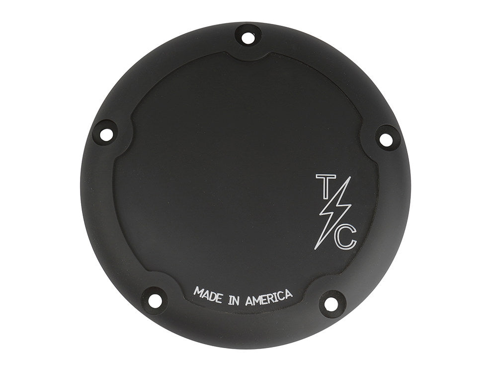 Thrashin 5-Hole Dished Billet Derby Cover – Black