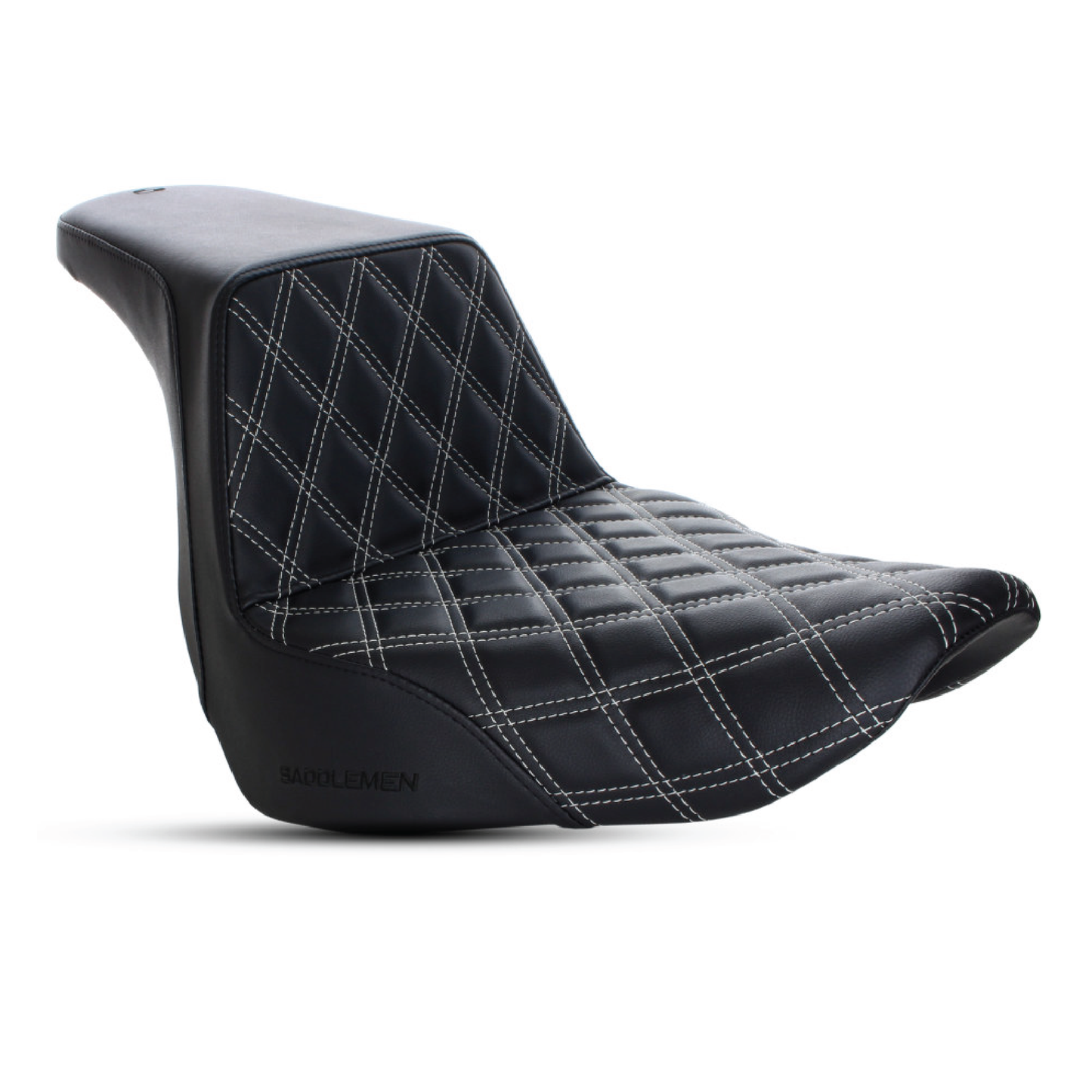 Step-Up LS Dual Seat with Silver Double Diamond Lattice Stitch. Fits Sport Glide / Low Rider 2018up / Low Rider S 2020up / Low Rider ST 2022up