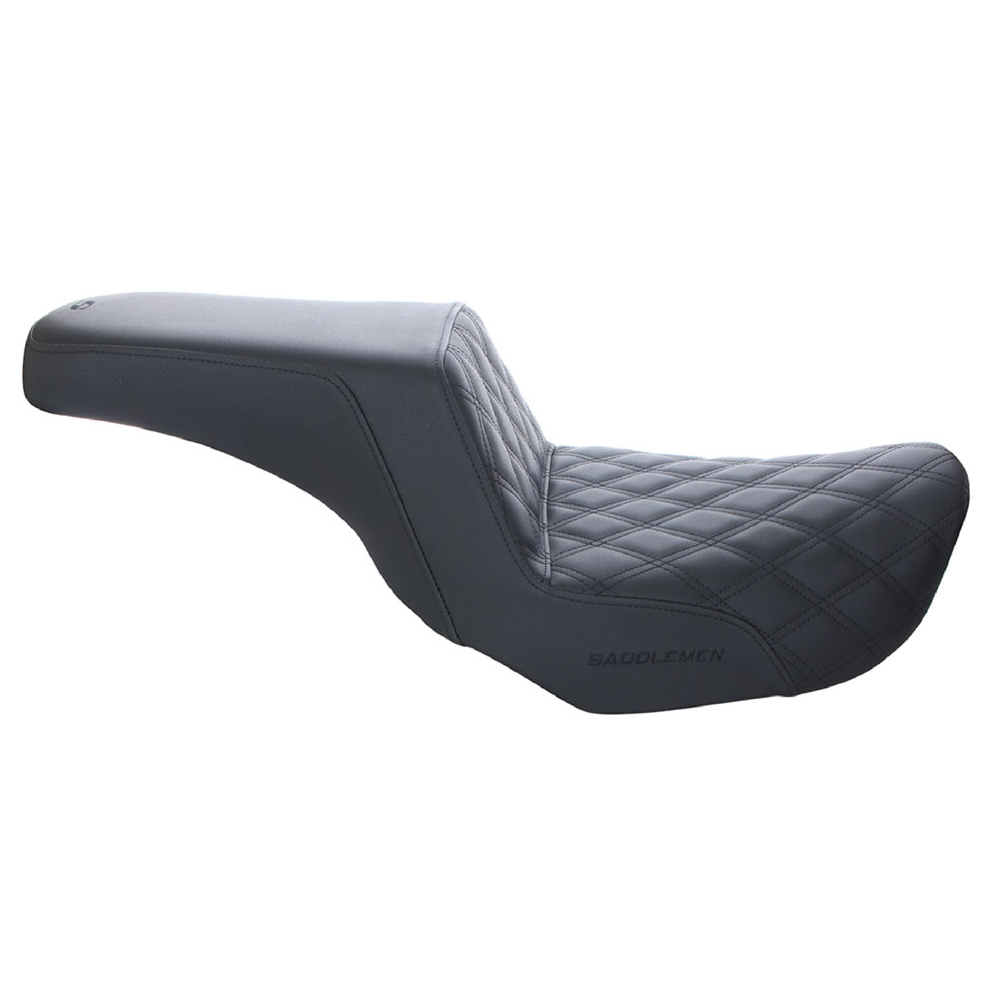 Step-Up LS Dual Seat with Black Double Diamond Lattice Stitch. Fits Dyna 2006-2017