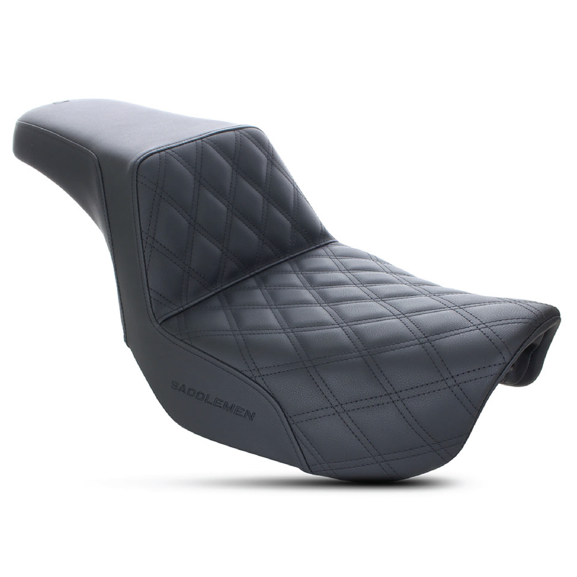 Step-Up LS Dual Seat with Black Double Diamond Lattice Stitch. Fits Dyna 2006-2017