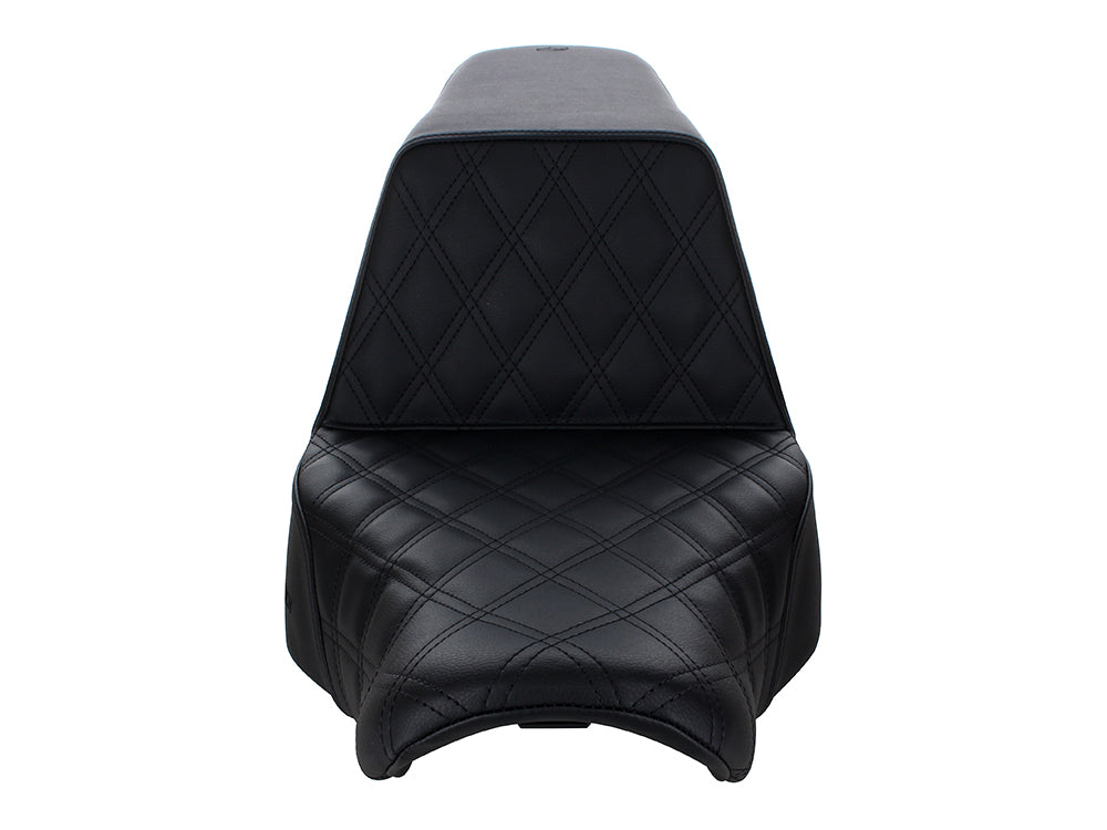Step-Up LS Dual Seat with Black Double Diamond Lattice Stitch. Fits Sport Glide / Low Rider 2018up / Low Rider S 2020up / Low Rider ST 2022up