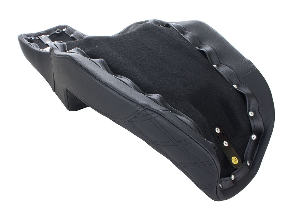 Step-Up LS Dual Seat with Black Double Diamond Lattice Stitch. Fits Dyna 2006-2017