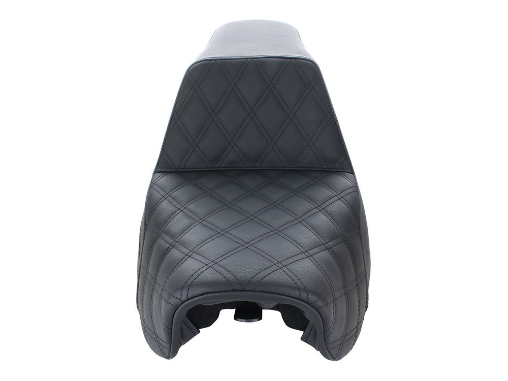 Step-Up LS Dual Seat with Black Double Diamond Lattice Stitch. Fits Dyna 2006-2017