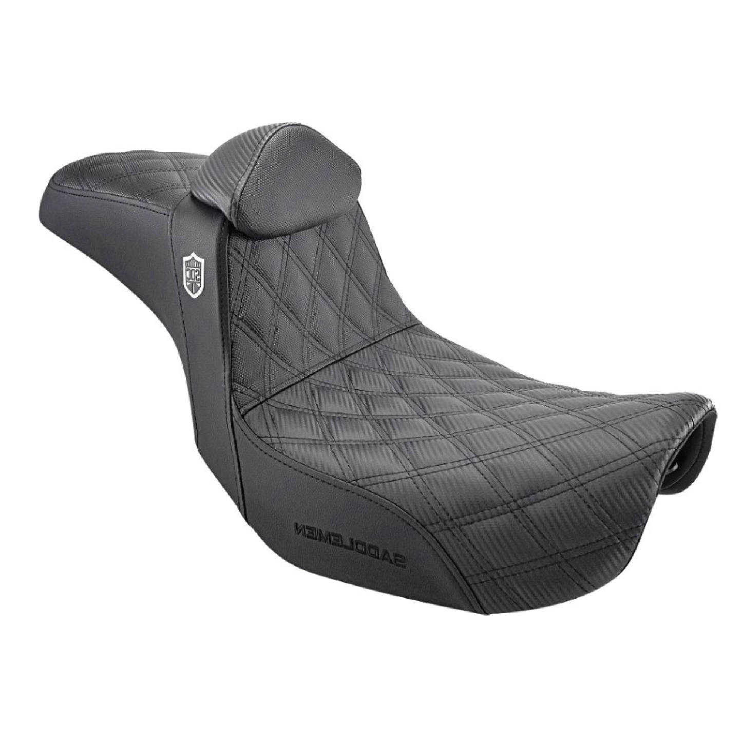 Pro Series San Diego Customs Performance Gripper Dual Seat with Backrest & Black Stitch. Fits Dyna 2006-2017