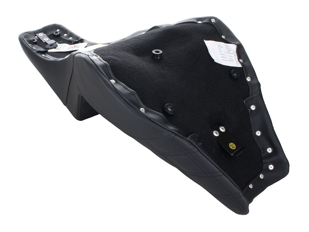 Step-Up LS Dual Seat with Black Double Diamond Lattice Stitch. Fits Softail Street Bob 2018up & Standard 2020up